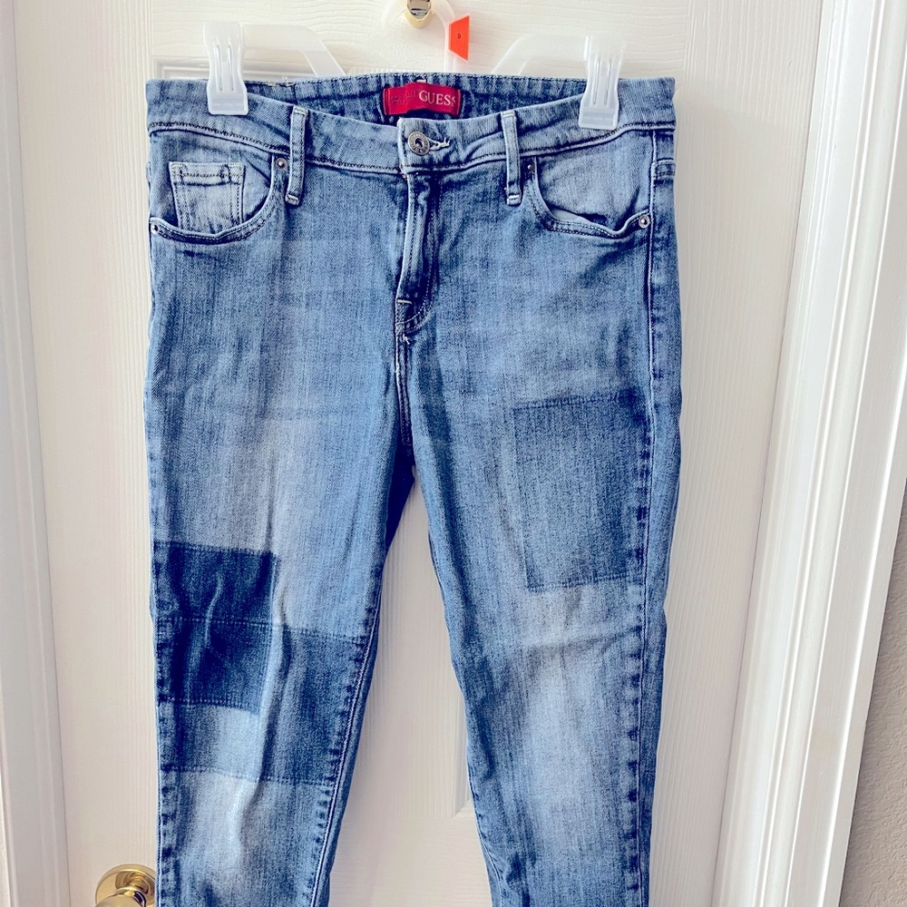 Guess skinny leg patchwork stretch jeans